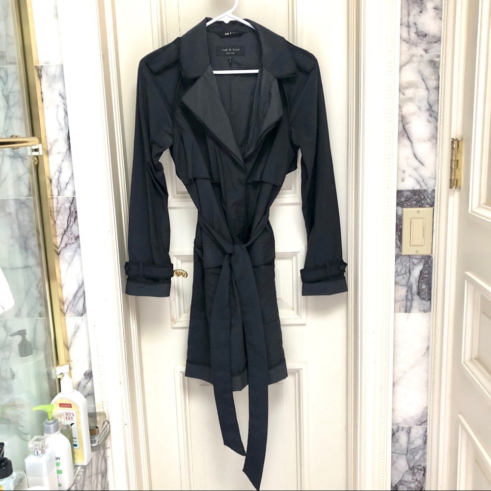 Rag & Bone waterproof trench coat in black